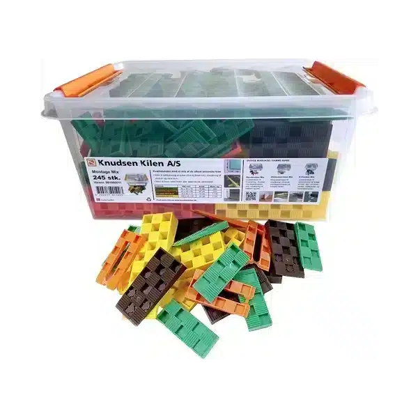 Knudsen Mixboks montage kiler, assorteret, 245 stk.